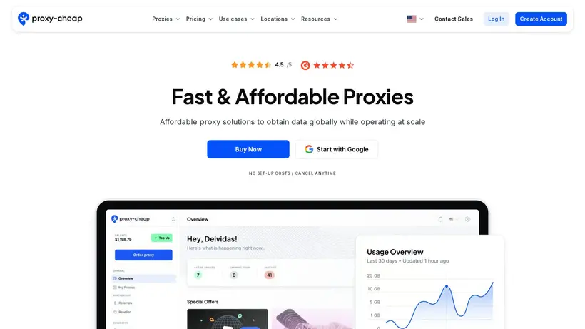 Proxy Cheap homepage screenshot
