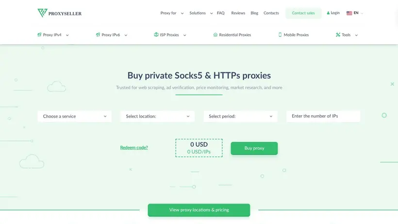 Proxy Seller homepage screenshot