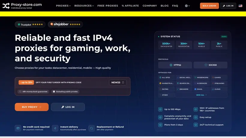 Proxy Store homepage screenshot