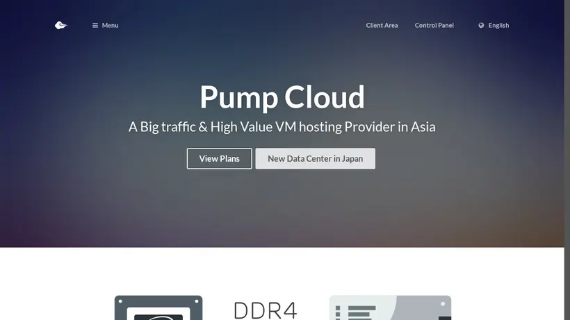 Pump Cloud homepage screenshot