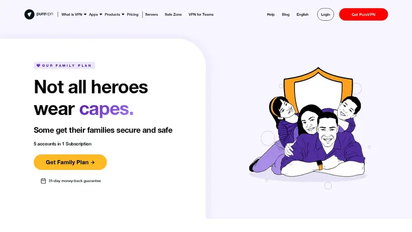 Pure VPN homepage screenshot