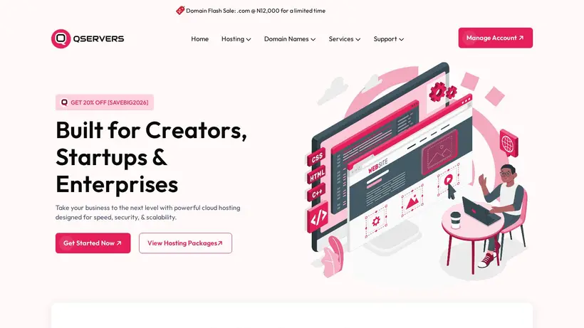 QServers homepage screenshot