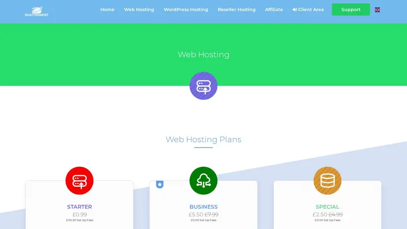 Quattro Host homepage screenshot