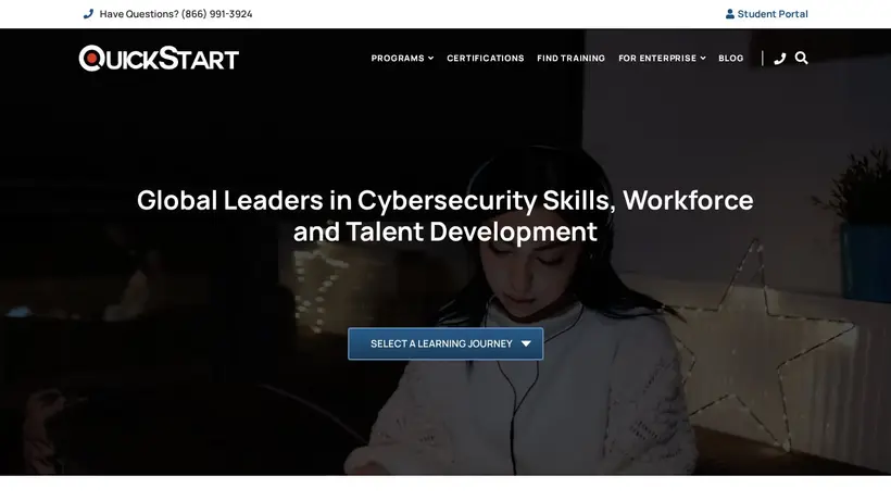 QuickStart homepage screenshot