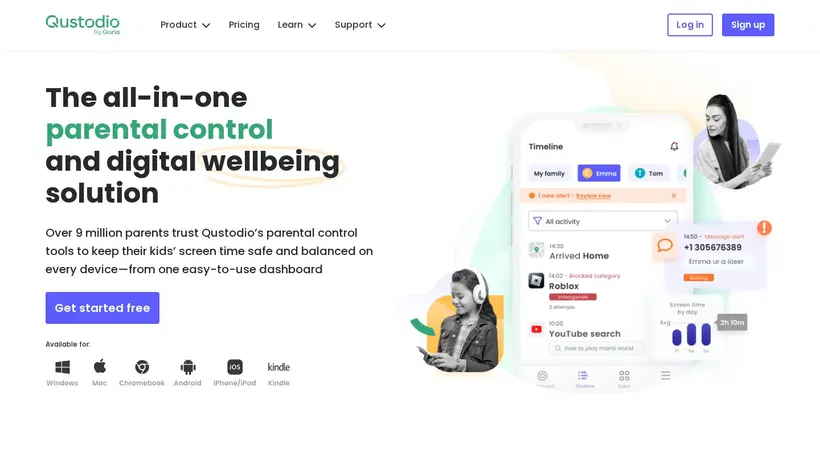 Qustodio homepage screenshot