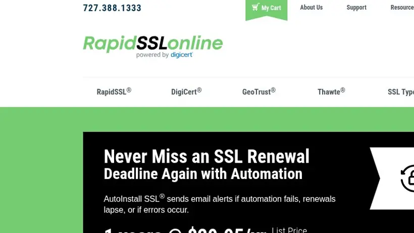 RapidSSL Online homepage screenshot