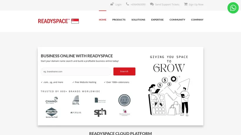 Ready Space Singapore homepage screenshot