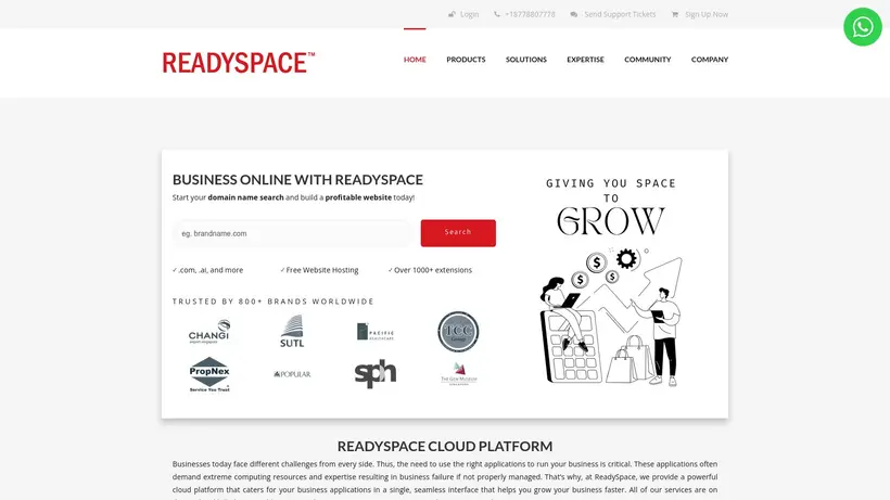 Ready Space homepage screenshot