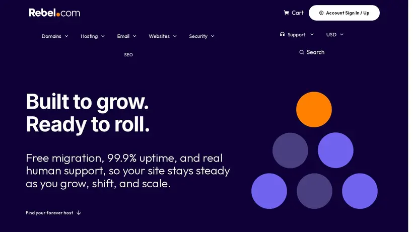 Rebel homepage screenshot