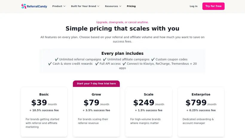 Referral Candy homepage screenshot