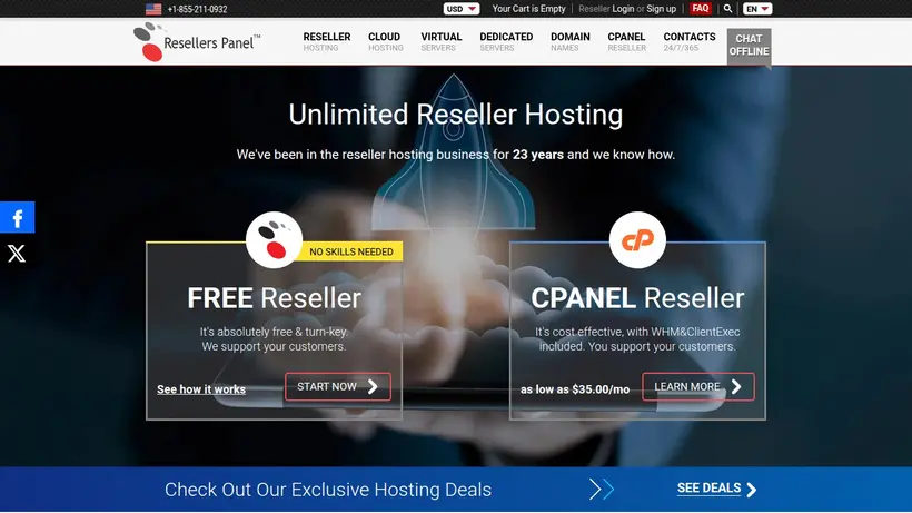 ResellersPanel homepage screenshot