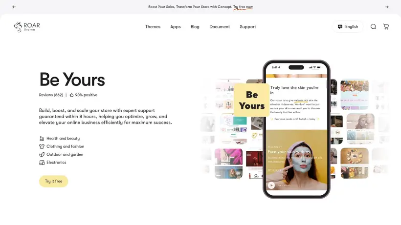 Roar Theme homepage screenshot