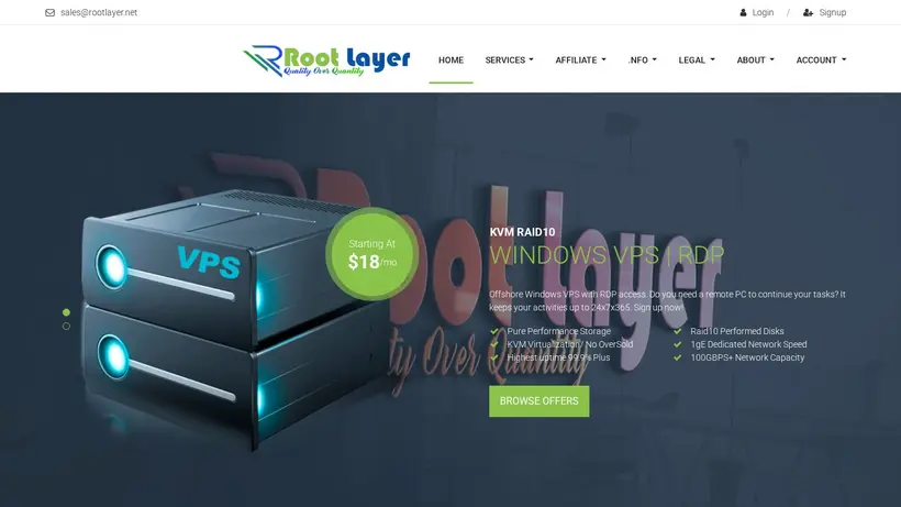 Root Layer homepage screenshot