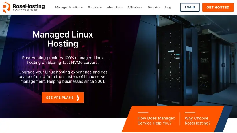 RoseHosting homepage screenshot