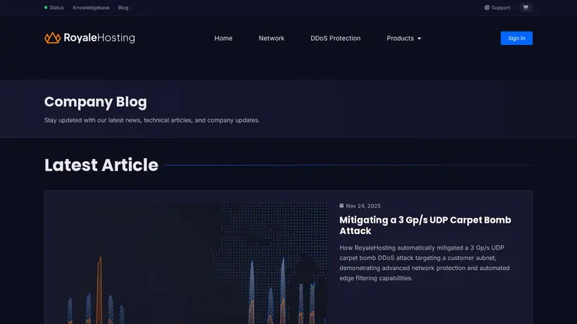 RoyaleHosting homepage screenshot