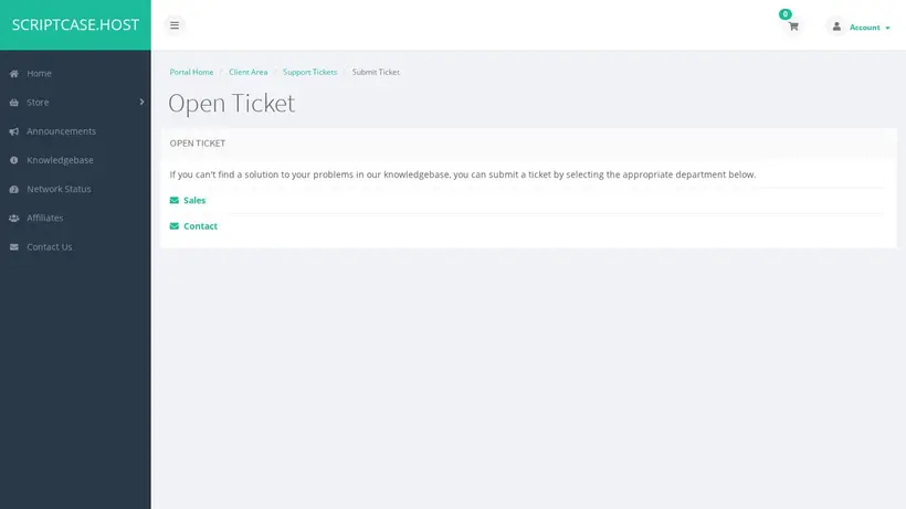 Scriptcase Host homepage screenshot