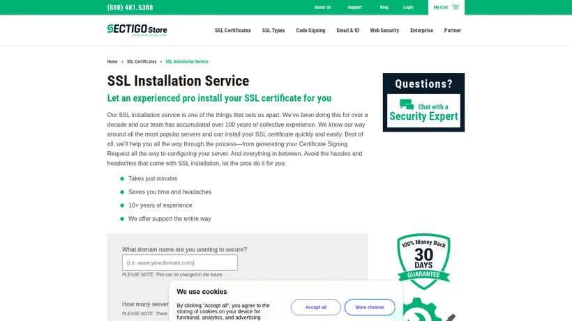 SectigoStore homepage screenshot
