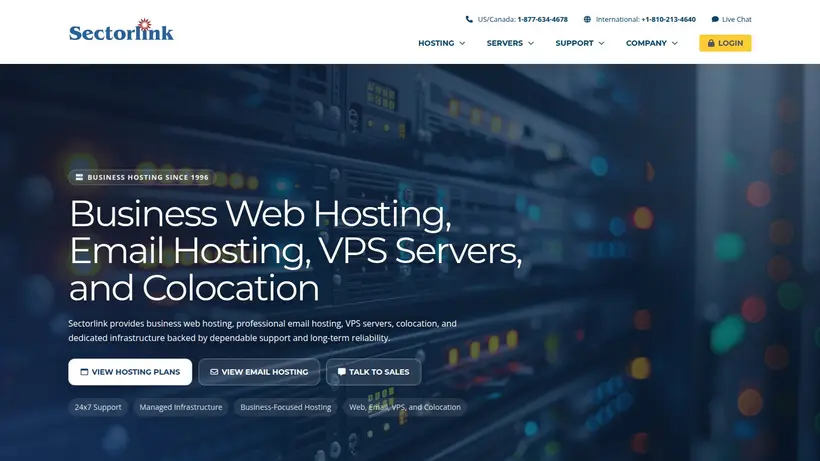 Sector Link homepage screenshot