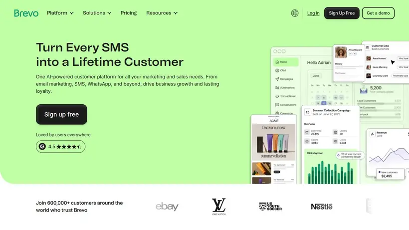 Sendinblue homepage screenshot