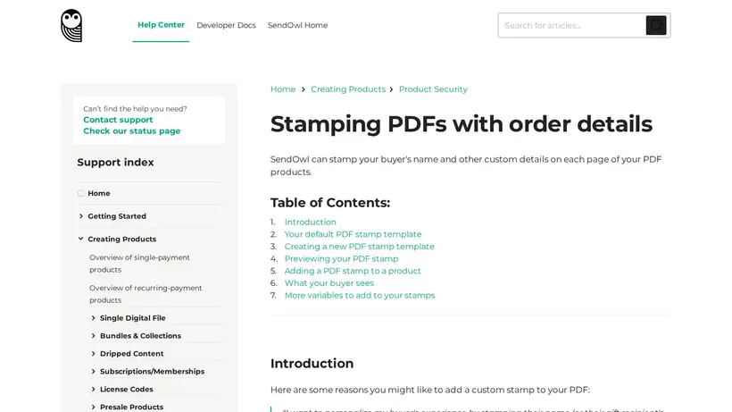 Sendowl homepage screenshot