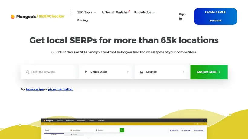 SERPChecker homepage screenshot