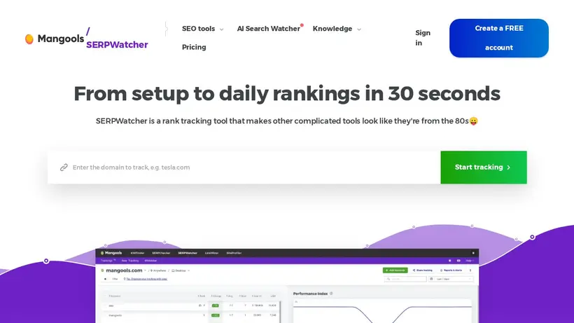 SERPWatcher homepage screenshot