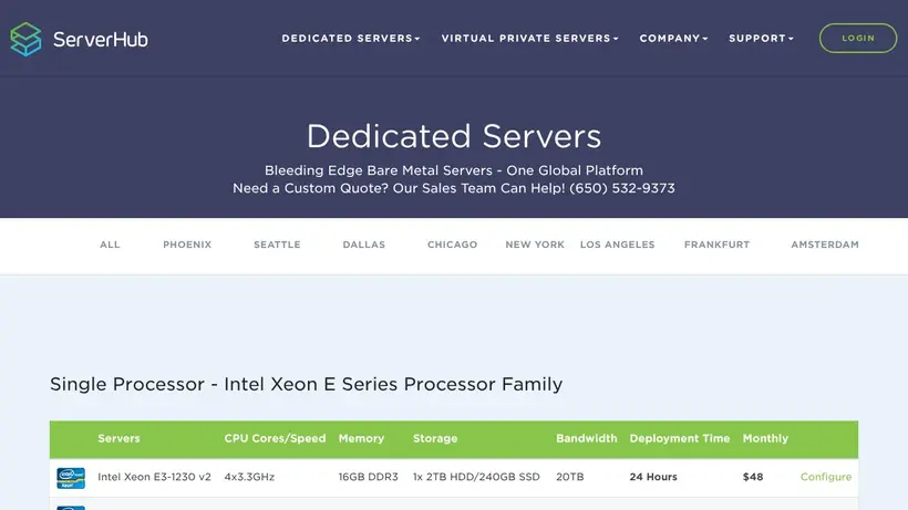 ServerHub homepage screenshot