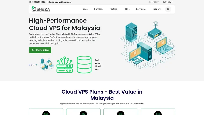 Sheza Web Host homepage screenshot