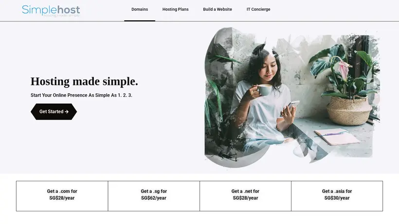 Simple Host Singapore homepage screenshot