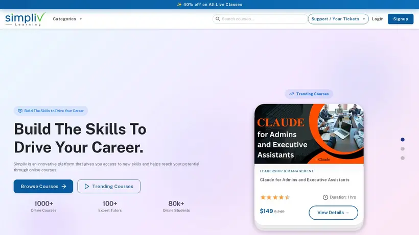 Simpliv homepage screenshot