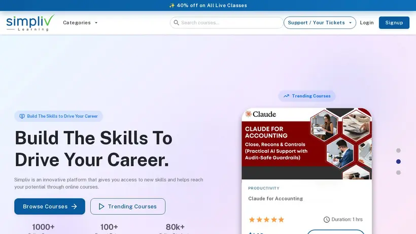 Simpliv Learning homepage screenshot