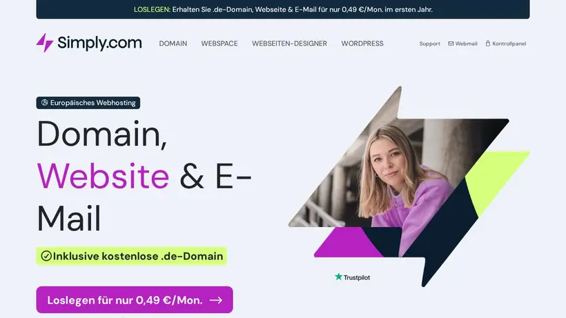 Simply homepage screenshot