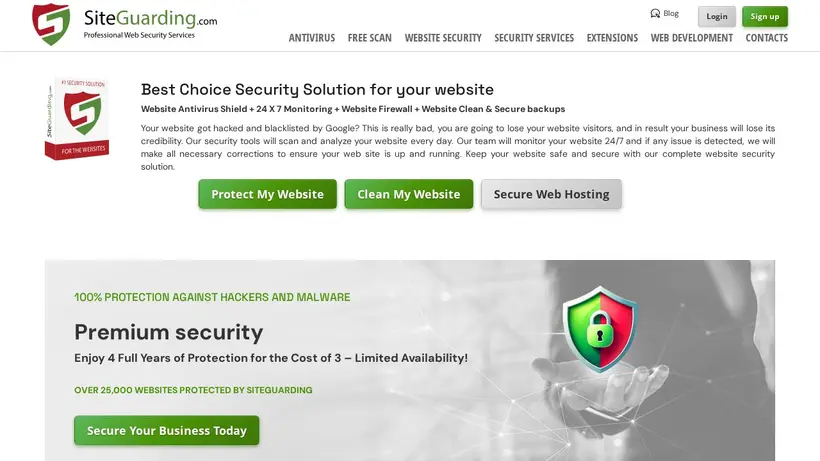 Site Guarding homepage screenshot