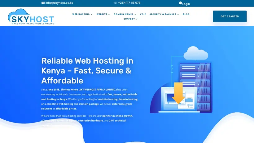Sky Host KE homepage screenshot
