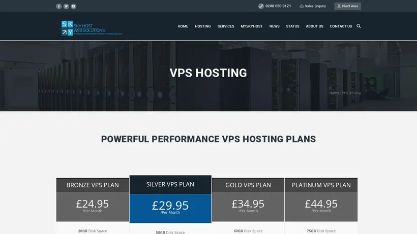Sky Host EU homepage screenshot