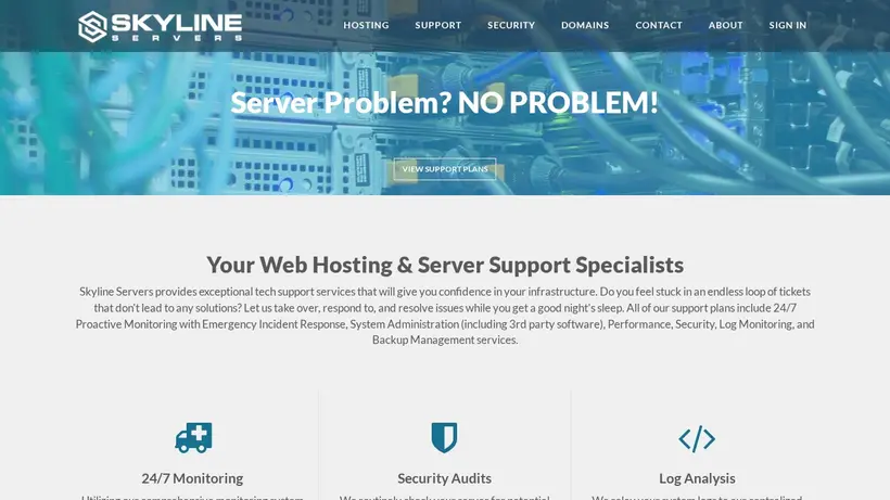 Skyline Servers homepage screenshot