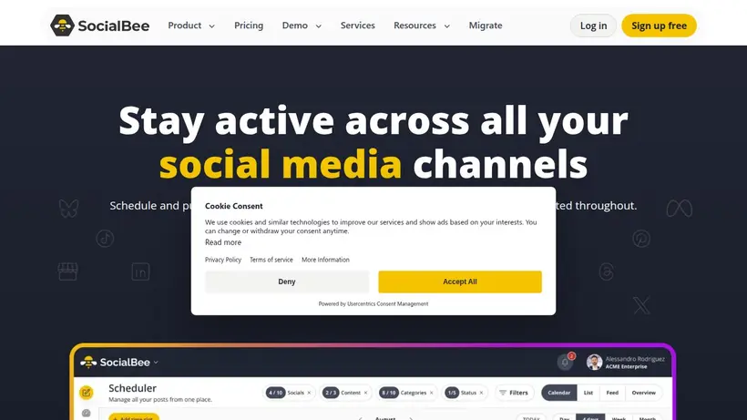 Social Bee homepage screenshot