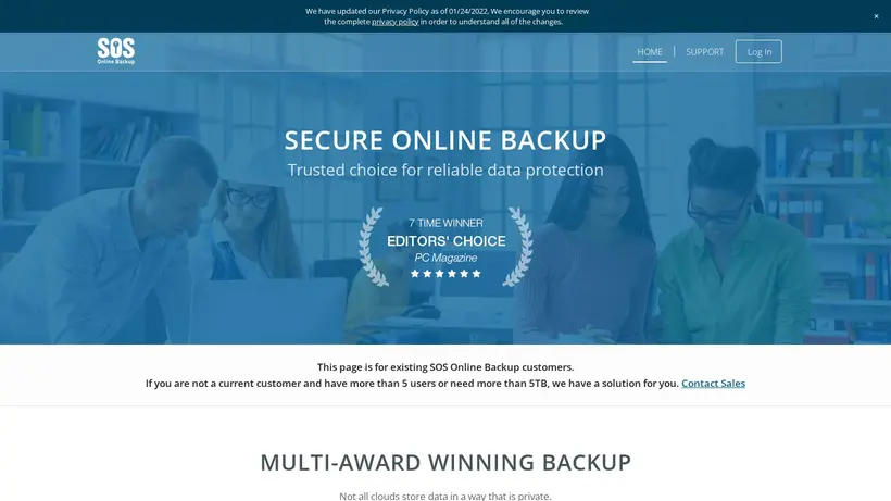 SOSOnlineBackup homepage screenshot
