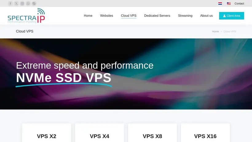 Spectra IP homepage screenshot