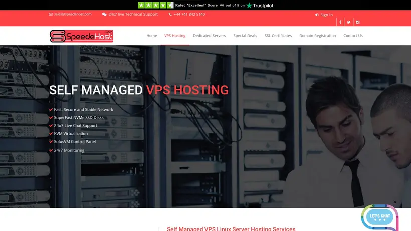 Speede Host homepage screenshot