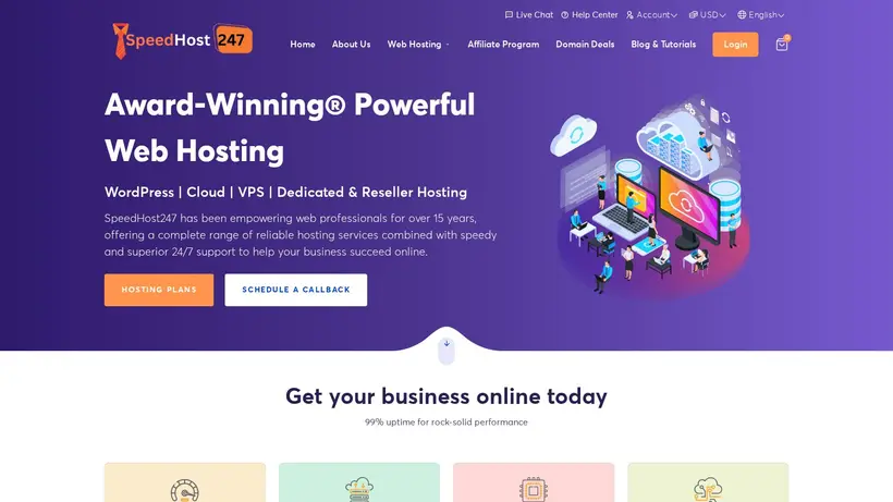 SpeedHost247 homepage screenshot