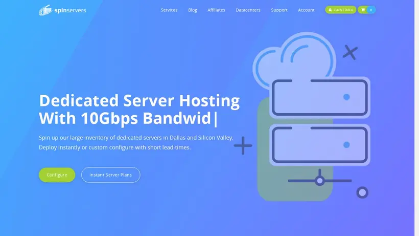 Spin Servers homepage screenshot