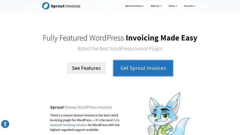 Sprout Invoices homepage screenshot