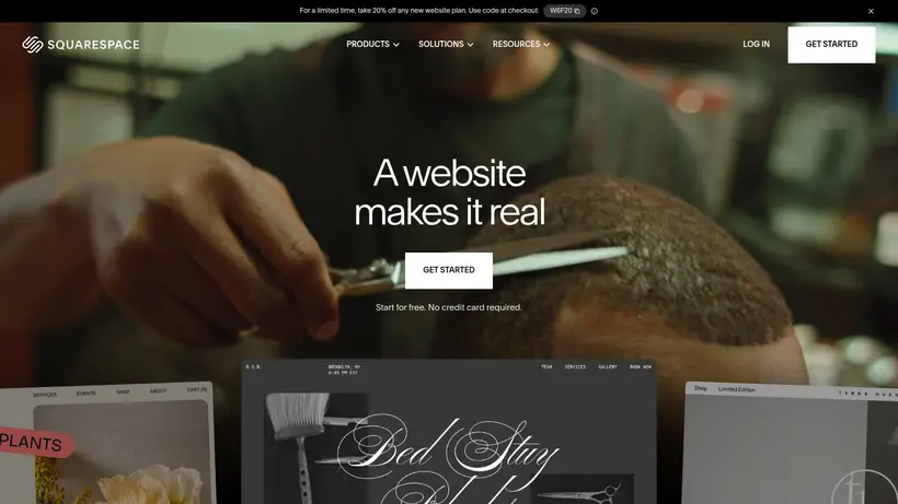 Squarespace homepage screenshot