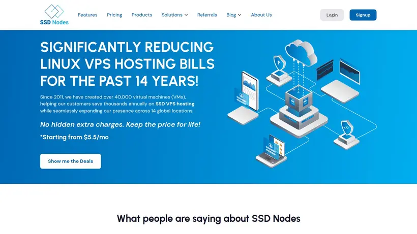 SSD Nodes homepage screenshot