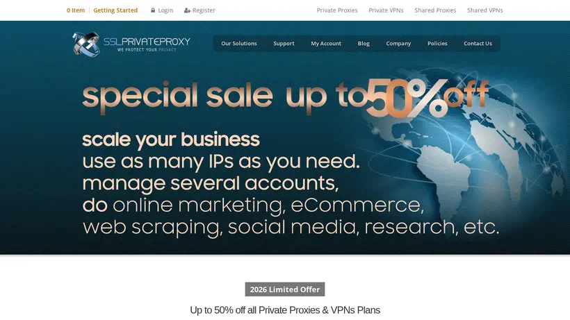 SSLPrivateProxy homepage screenshot