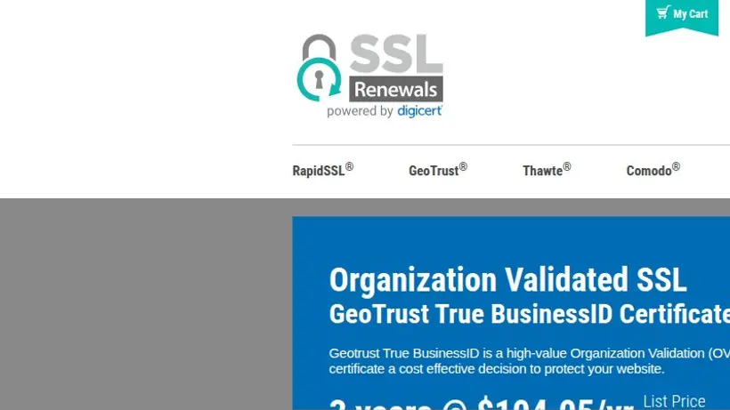 SSLRenewals homepage screenshot