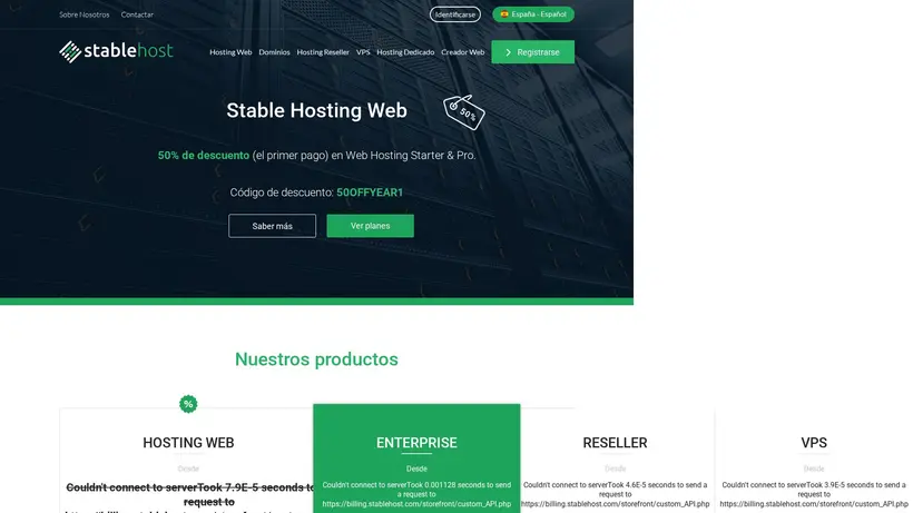 StableHost.es homepage screenshot