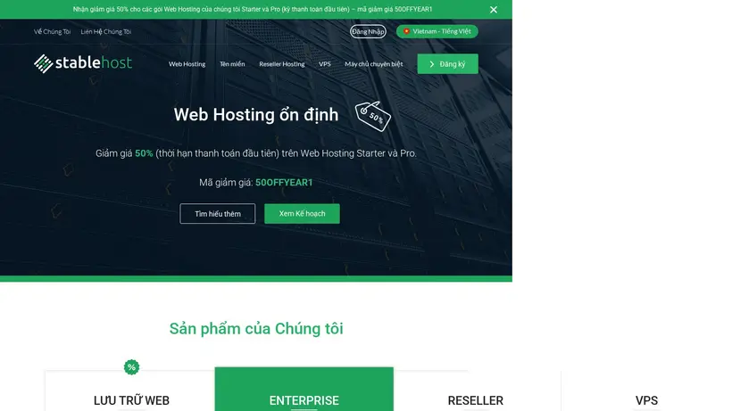 StableHost.vn homepage screenshot