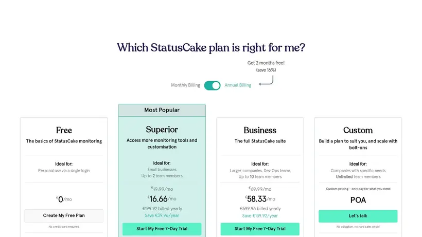 Status Cake homepage screenshot